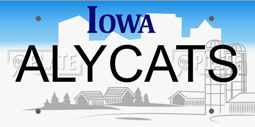ALYCATS Iowa License Plate
