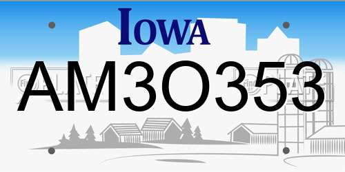 AM3O353 Iowa License Plate