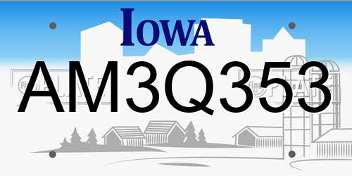 AM3Q353 Iowa License Plate