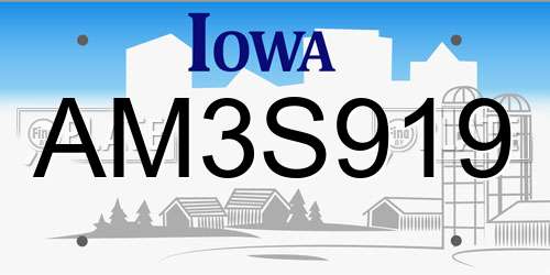 AM3S919 Iowa License Plate
