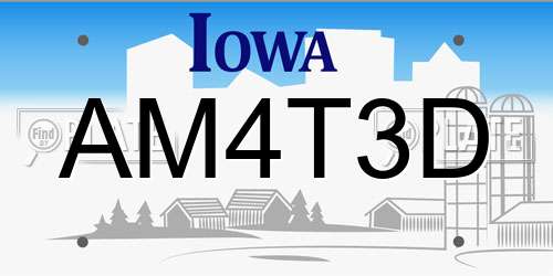 AM4T3D Iowa License Plate
