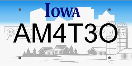 AM4T3O Iowa License Plate