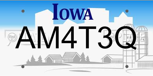 AM4T3Q Iowa License Plate