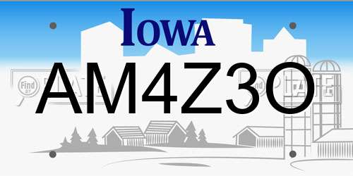 AM4Z3O Iowa License Plate