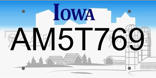 AM5T769 Iowa License Plate
