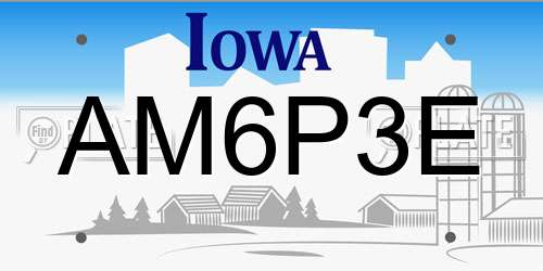 AM6P3E Iowa License Plate