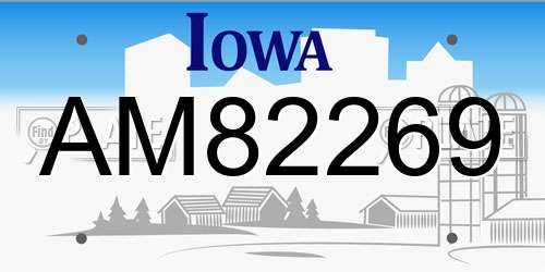 AM82269 Iowa License Plate