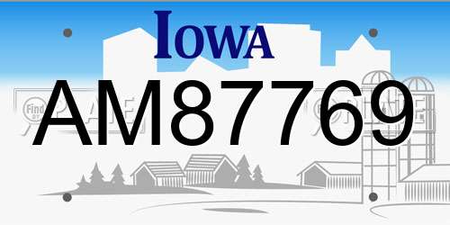 AM87769 Iowa License Plate