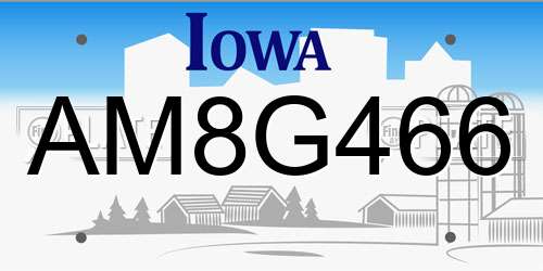 AM8G466 Iowa License Plate