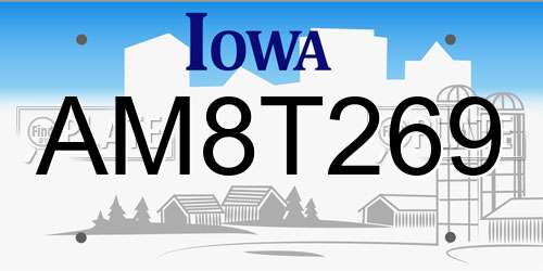 AM8T269 Iowa License Plate