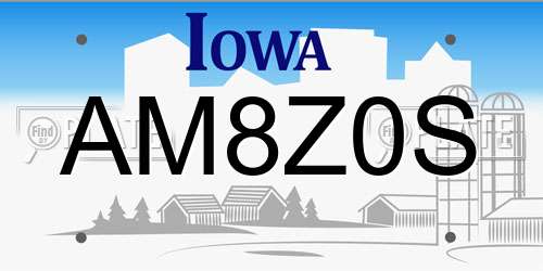AM8Z0S Iowa License Plate
