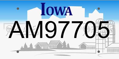 AM97705 Iowa License Plate