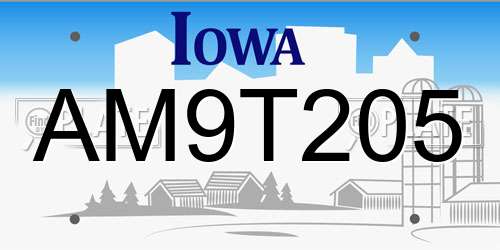 AM9T205 Iowa License Plate