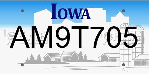 AM9T705 Iowa License Plate