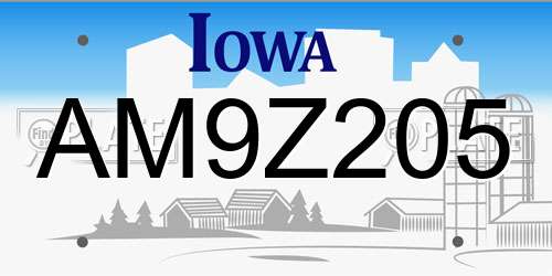 AM9Z205 Iowa License Plate