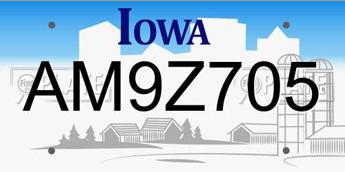 AM9Z705 Iowa License Plate