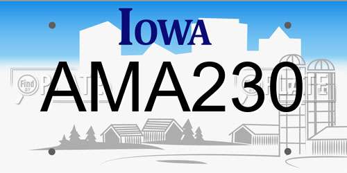 AMA230 Iowa License Plate