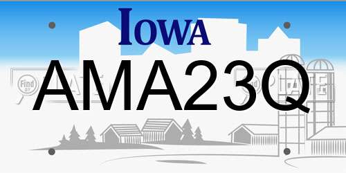 AMA23Q Iowa License Plate