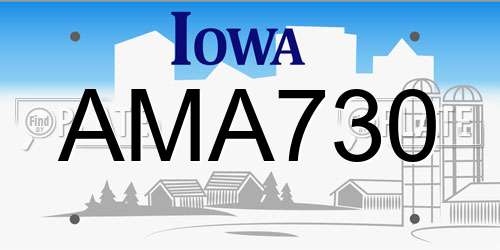 AMA730 Iowa License Plate