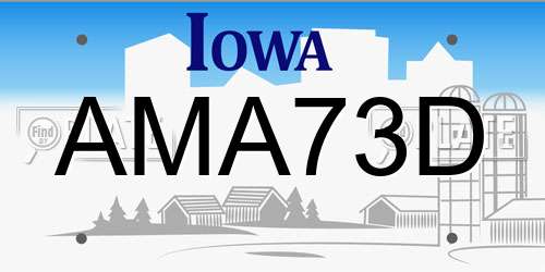 AMA73D Iowa License Plate