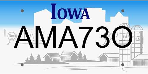 AMA73O Iowa License Plate