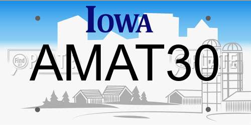 AMAT30 Iowa License Plate