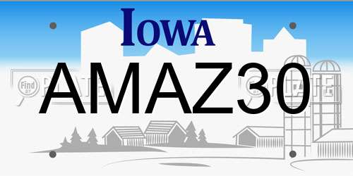 AMAZ30 Iowa License Plate