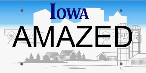 AMAZED Iowa License Plate