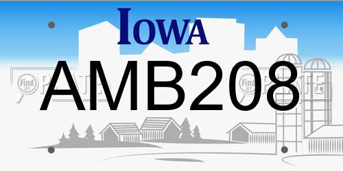 AMB208 Iowa License Plate