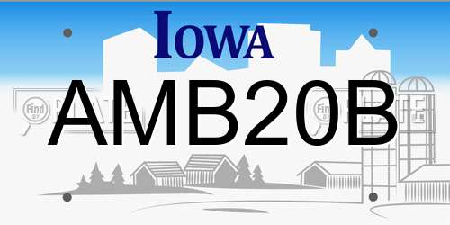 AMB20B Iowa License Plate