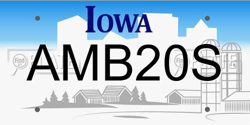 AMB20S Iowa License Plate