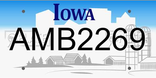 AMB2269 Iowa License Plate