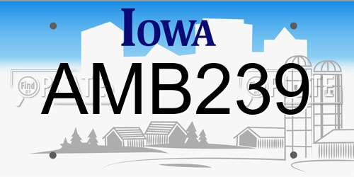 AMB239 Iowa License Plate