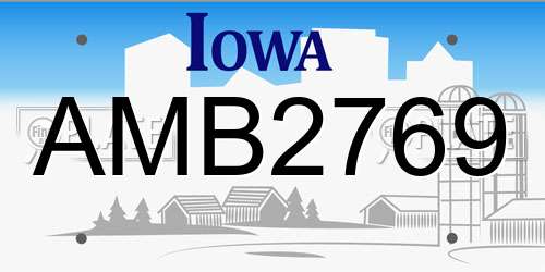 AMB2769 Iowa License Plate