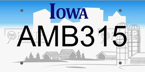 AMB315 Iowa License Plate