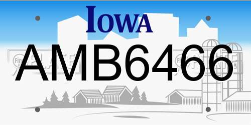 AMB6466 Iowa License Plate