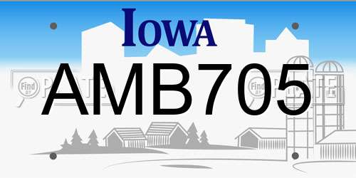 AMB705 Iowa License Plate