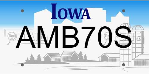 AMB70S Iowa License Plate