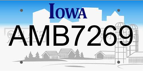 AMB7269 Iowa License Plate