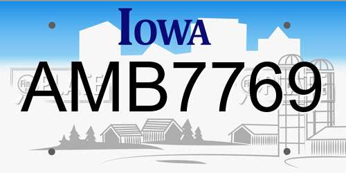 AMB7769 Iowa License Plate