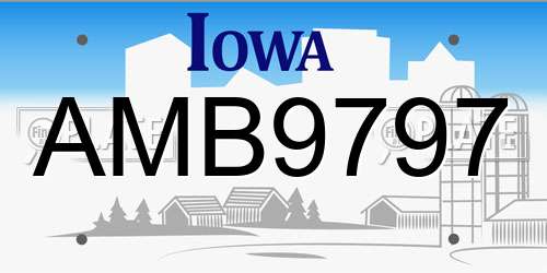 AMB9797 Iowa License Plate