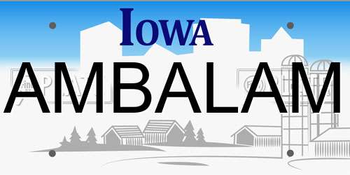 AMBALAM Iowa License Plate