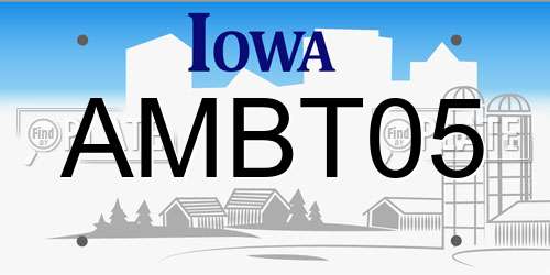 AMBT05 Iowa License Plate