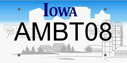 AMBT08 Iowa License Plate