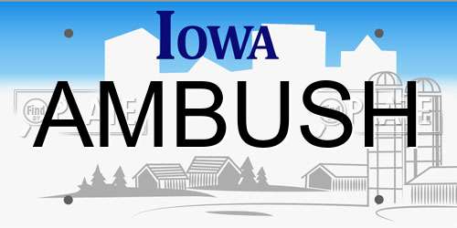 AMBUSH Iowa License Plate