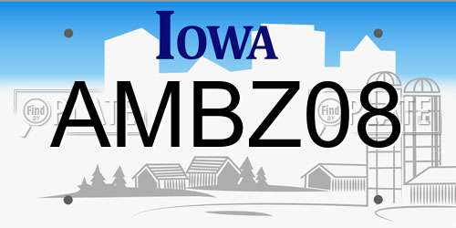 AMBZ08 Iowa License Plate