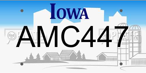 AMC447 Iowa License Plate