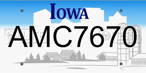 AMC7670 Iowa License Plate