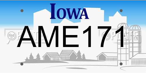 AME171 Iowa License Plate