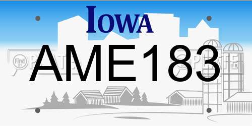 AME183 Iowa License Plate